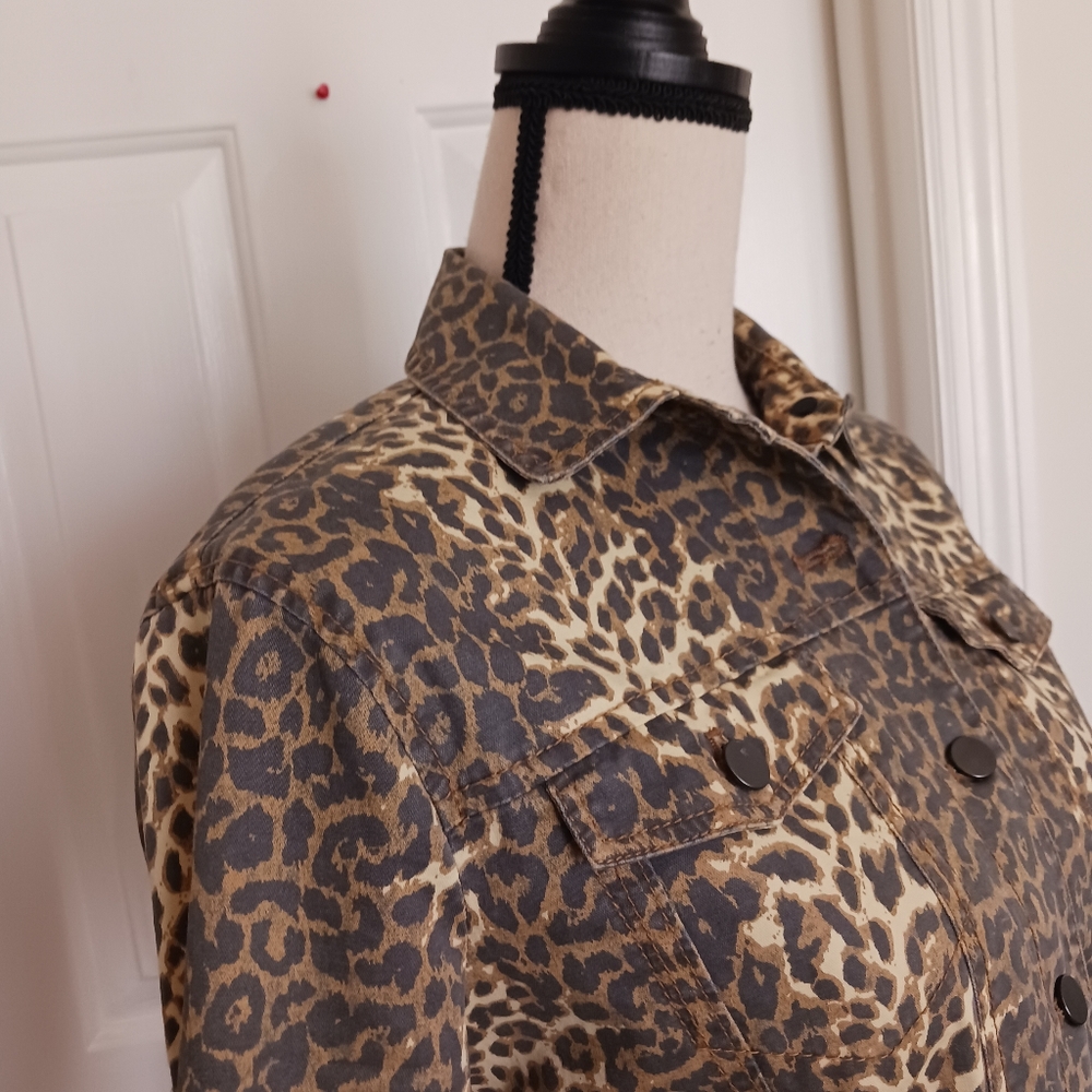 Atm Leopard Print Denim Jacket - image 7
